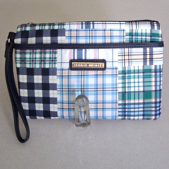 Tommy Hilfiger Plaid Wristlet Zip Case - Picture 1 of 13